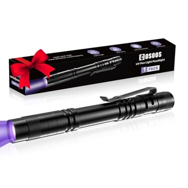 COSOOS UV Black Light Flashlight 395nm Mini Pen Light with Clip Waterproof Ultraviolet Flashlight for Leak Pet Urine Scorpion Hotel Inspection Dry Stain and Bed Bug