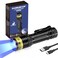 DARKBEAM 365nm UV Flashlight Black Light Mini but Powerful Blacklight USB C Rechargeable Focusable Woods Lamp Water Resistant Detector for Pet Urine AC Leak Detection Curing Resin