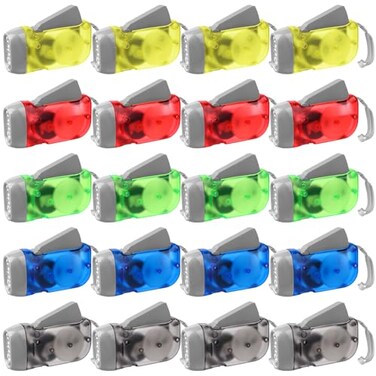 Droutti 20 Pcs Hand Crank Flashlight 3 LED Torch Mini Lamp Translucent Case NoBattery Flashlight Handpress Powerful Emergency Light Safety Tool for Camping Hiking Emergency Survival Outdoor Sports