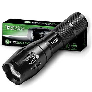EcoGear FX TK120 Small LED Flashlight 5 Light Modes Adjustable Zoom 1 Pack