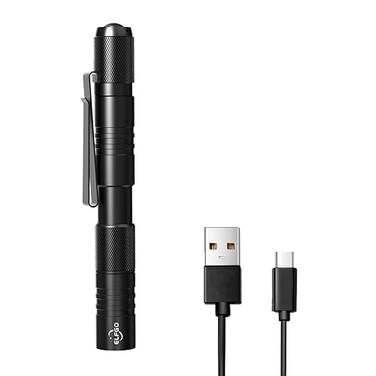 ELFGO Rechargeable Pen Light Flashlight Zoomable LED Penlight Flashlight 3 Modes 350 Lumens Pocket Size Clip Flash Light Small Mini Handheld Slim Pen Light for Nurse Inspection Repair Emergency