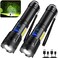 KINGCAESAR Flashlights 90000 High Lumen 2 Pack Ultra Bright Rechargeable Flashlight with 7 Light Modes LED Flash Light with High Power Battery IPX7 Waterproof for Home Camping