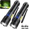 KINGCAESAR Flashlights 90000 High Lumen 2 Pack Ultra Bright Rechargeable Flashlight with 7 Light Modes LED Flash Light with High Power Battery IPX7 Waterproof for Home Camping