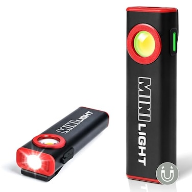 lexall Flashlight 1200 Lumens Mini Magnetic Flat EDC Flashlight with Clip 1200mAh Rechargeable Portable UltraLight Bright Waterproof Pocket Light for Working Camping Repairing Emergencies