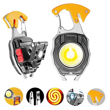 Lusostka Multifunctional Keychain Flashlights LED Rechargeable Flashlights with LifeSaving Whistles Screwdriver Bottle Opener Multiple Light Mode Portable Pocket Light for Outoor Hiking