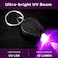 RaySoar 6 Pack 395nm Mini UV LED Keychain Flashlight UV Keychain Light Black Light for Detections