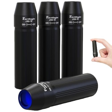 TactEagle 4Pack 365nm UV Flashlight Black Light Flashlight Mini AA Blacklight Flashlight Portable UV Light for Urine Detection Minerals Resin Curing Scorpion