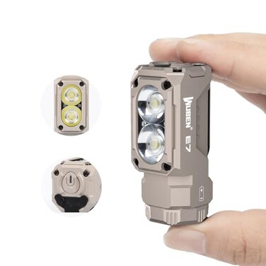 WUBEN E7 1800 Lumen Rechargeable Mini Flashlight with Magnet Super Bright 6 Modes Khaki EDC Flashlight TypC Rechargeable LED IP68 Pocket Flashlight for Headlamp Use Rescue Camping