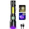 AdamStar UV Flashlight Black Light 3in1 Magnetic Flashlight Rechargeable High Lumen Tactical LED Flashlight 7 Modes Waterproof UV Light for Camping Emergencies Pet Urine Detection