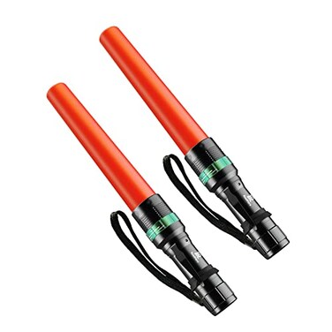 RoadHero 2 Pack Traffic Wand11 Inch Flashlight Led Traffic Control Baton Small Orange Safety Wands Air Marshaling Wand with 5 Flashing Modes Night Signal Light for Airport Parking Directing