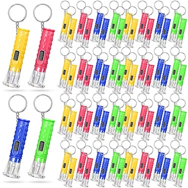 Jexine 100 Pcs Mini Flashlight Keychain Bulk Torch Keyring Flashlights LED Small Keychain Light Hiking Camping Christmas Party FavorsBright