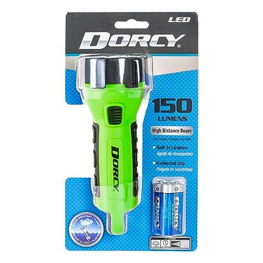 Dorcy 150 Lumen Floating Water Resistant LED Flashlight with Carabineer Clip Neon Green 412513