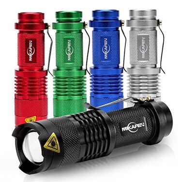 MIKAFEN 5Pack Flashlights Mini Led Flashlight 300lm 3 Modes Light Low Light Strobe Adjustable Focus Zoomable Flashlight