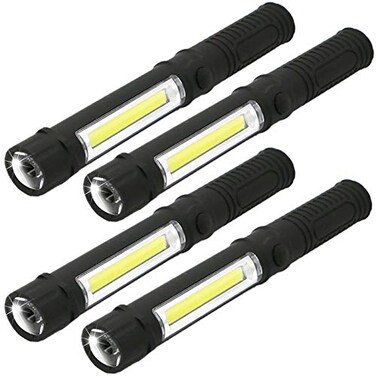 WUTL COB LED Work Flashlight with Magnetic Base and Clip MultiFunction Pocket Pen Light Inspection Work Light 4 PCS