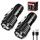 LETMY Rechargeable Mini Flashlights with Magnetic Base 2 Pack Bright 3 LED Flash Lights Small EDC Flashlight with Belt Clip 4 Modes Portable Rechargeable Flashlights for Emergency Camping Home