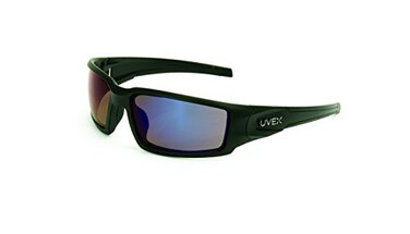 Honeywell Uvex by Hypershock Safety Glasses Black Frame with Blue Mirror Lens AntiScratch Hardcoat S2945