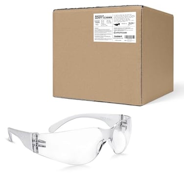 amoolo Safety Glasses for Men Women Clear Eye Protection for Worl Lab Construction ClearAdults Size 144 Pack