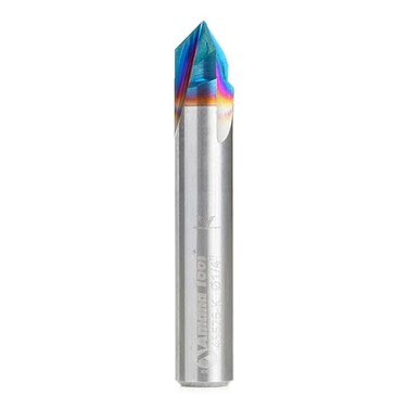 Amana Tool Spektra Extreme Tool Life Coated Solid Carbide VGroove Router Bit 45626K 90 Degree x 14 D x 18 CH x 14 Inch Shank 3Flute