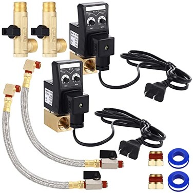 Bonuci 2 Sets Electronic Drain Valve Kit Automatic 110V Timed Tank Drain Water Valve for Air Compressed Separating