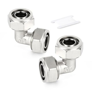 GASHER 2PCS Elbow Fitting 34 Tubing BrassNickel Plated 90 Degree Street Elbow For Compressed Air Tube System
