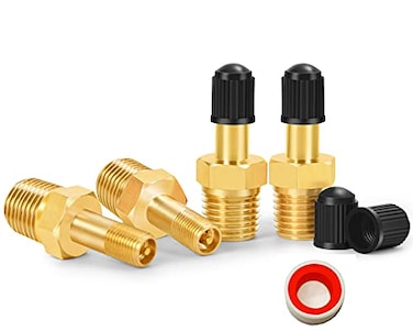 GODESON 14 NPT Tank Valve AntiCorrosion Brass Schrader Valve with 14 Male NPTUsing with Air Compressor TanksPack of 4