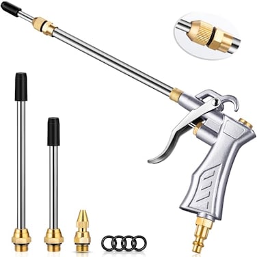 JASTIND Industrial Air Blow Gun with Brass Adjustable Nozzle 814 Inch 2 Steel Air Flow Extensions High Volume Air Tool Dust Blower Gun for Air Compressor Attachments