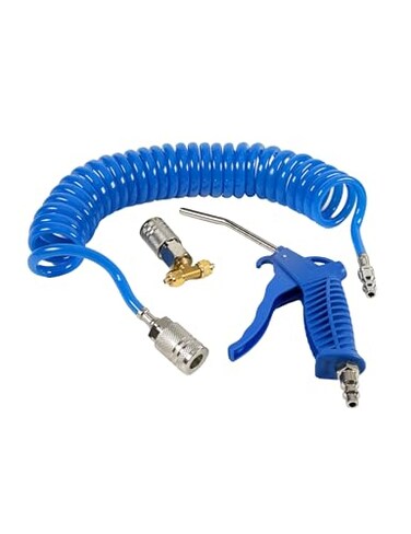 KREFINISH Air Blow Gun kit with Air Blow Gun 16ft5 Meter Long PU Air Hose Heavy Duty Cleaning with Long Nozzle Air Duster Blow Gun Kit for Air Compressor