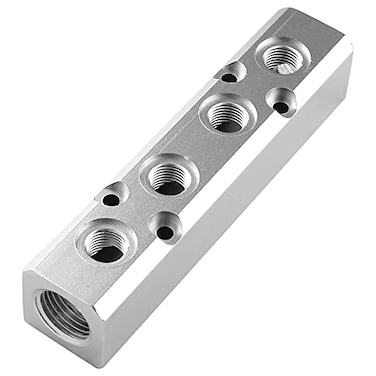 LDEXIN 4 Way Pneumatic Manifold Air Distribution Block 14 Output Port 12 Supply Port Compressed Air Manifold Pneumatic Block Air Coupler Fast Connector Silver