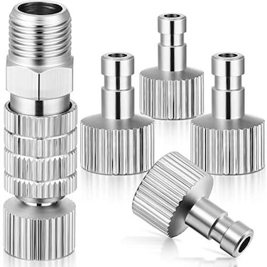 Hotop 5 Pcs Airbrush Quick Release Coupling Disconnect Adapter Kit 18 Inch Female Connectors and Male Adapters Adjustment Control Valve Airbrush Accessories for Air Compressor