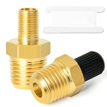 GASHER 2PCS 14 NPT Tank Valve AntiCorrosion Brass Schrader Valve with 14 Male NPTUsing with Air Compressor Tanks