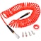 Hromee 14 in x 30 ft Polyurethane Recoil Air Compressor Hose with Bend Restrictors Compressor Hose with 14 Industrial Universal Quick Coupler and 4PCS IM Plug Kit Red