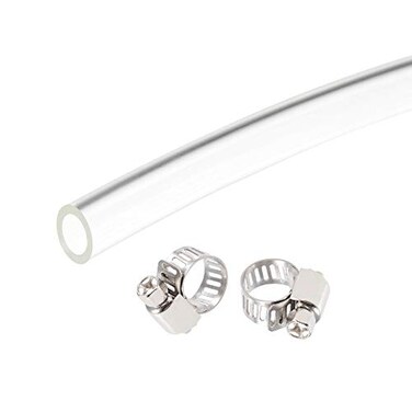 uxcell PVC Clear Vinyl Tubing 6mm14 ID 9mm OD 10ft Plastic Pipe Air Water Hose with Clamps