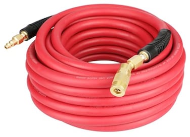 YOTOO Rubber Air Hose 38Inch by 50Feet 300 PSI with 14 Industrial Swivel Solid Brass Quick Coupler Plug and Bend Restrictors Red
