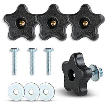 Deadwood Crafted 5 Star Knobs Kit Threaded Knob Washer Bolt with Knob Jig Knobs 4Pack