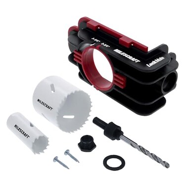Milescraft 1337 Lock Mate Door Lock Installation Kit with Jig for WoodMetal Doors 138 to 134 Thickness BiMetal Cobalt Hole Saws Included