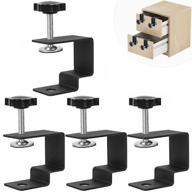 Wdwlbsm 4Pcs Drawer Front Installation Clamps Adjustable Drawer Fixing Clip Cabinet Hardware Jig C Clamps for Woodworking Stable and Quickfitting Drawer Front Mounting Tool Pro Kit Black