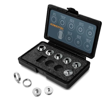 POWERTEC Router Guide Router Bushing Guide Set Router Template Guide 10 Pcs wStorage Case Fits Porter Cable Style Router Sub Base Plate Size 516 to 1 Router Inlay Kit for Woodworking 71051