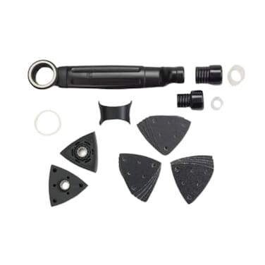 Fein Dust Extraction Set Includes 2 Backing Pads Extraction Hood with Suction Tube 2 Adapters and 15 Perforated Assorted Grit Sanding Sheets 92602092000