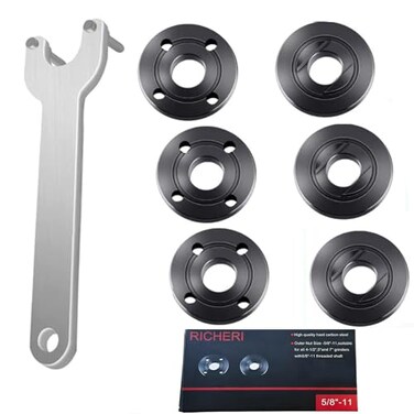 RICHERI Grinder Flange Angle Wrench Metal Lock Nut Fit for DW Milwaukee Makita 1934654 Compatible with Bosch Black Decker Ryobi 45 5 5811 1 wrench 3 inner nuts 3 outer nuts