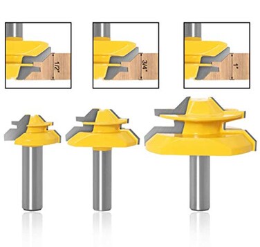 APlus 12 Router Bit 45 Degree Glue Joint Lock Miter Woodworking Cutter Tools Set 3 Pcs