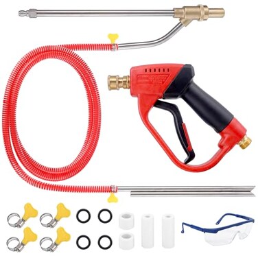 Gyfent Pressure Washer Sand Gun Blaster Kit with Gun 5000 PSI Sand Gun Blaster for Pressure Washer with 4 PCS Replacement Nozzle 14 Quick Disconnect Wet Abrasive Sand Gun Blaster Attachment