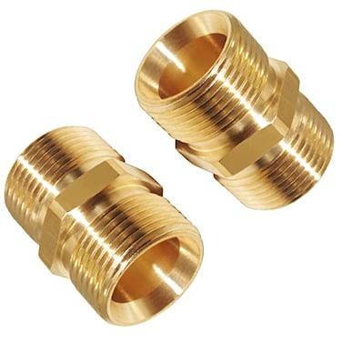 Fitvell M22 Pressure Washer Hose Extension Coupler Metric 14mm Male to M22 14mm Male Thread Brass Coupler Fitting Adapter 4500PSI Pack of 2