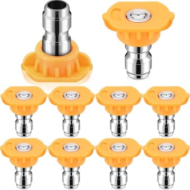 MorningRo 14 Inch Pressure Washer Nozzle Tips Quick Connector 25 Gpm 4000 Psi Power Washer Spray Tips Set for Home Car Patio DrivewayYellow10 Pack