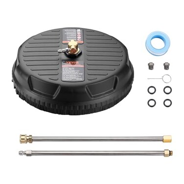 VEVOR 15 Inch Pressure Washer Surface Cleaner 4000 PSI Universal Power Washer Accessory with 2 Extension Wands and 14 Inch Quick Connect Concrete Cleaner for Driveway Patio Floor Cleaning