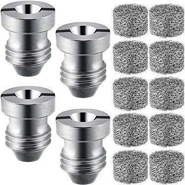 Hotop 4 Pieces 11mm Orifice for Foam Cannon Nozzle and 10 Pieces Foam Maker High Replacement Thread Nozzle 3000 Psi for Snow Lance SuppliesSilver
