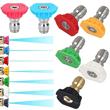 MIA GENOVIA 7 Pieces Pressure Washer Spray Nozzles Tips Set 14Inch Quick Connect 25 GPM Rated Up to 4500 PSI