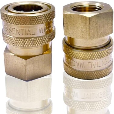 ESSENTIAL WASHER Brass Quick Connect Female NPT Pressure Washer Couplers 4200 PSI Set Of 2