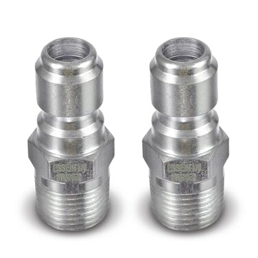 ESSENTIAL WASHER Plated Steel 38 Male Quick Connect Fittings Pressure Washer Pressure Washer Plugs 4200 PSI 2 Pack