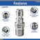 ESSENTIAL WASHER Essential Washer Stainless Steel Plug Male NPT Pressure Washer Quick Connect Fittings 5000 PSI Set Of 2