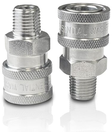 ESSENTIAL WASHER Essential Washer Stainless Steel Quick Connect Male NPT Pressure Washer Quick Connect Fittings 5000 PSI Set Of 2